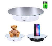 JAYEGT Présentoir rotatif motorisé, charge de 20 cm/8 kg, plateau tournant électrique à 360 degrés pour produits de photographie, bijoux, gâteaux, modèle 3D, couvercle de miroir (blanc)