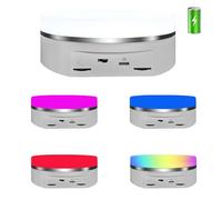 JAYEGT Support d'affichage rotatif lumineux à DEL de différentes couleurs, charge de 5 kg, plateau tournant à 360 degrés pour verre cristal, bijoux (16 cm, lumière LED 5 couleurs/blanc/rechargeable)