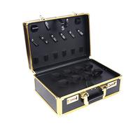 JAYEUW Mallette de coiffeur professionnelle - Organiseur d'outils de salon de coiffure - Sac de voyage pour tondeuse, ciseaux, peignes, lames, or, Moderne