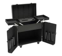 JAYEUW Mallette de soin des pieds mobile pour soins des pieds - Multiples compartiments avec 2 plateaux et 2 roues - Boîte à outils de rangement pour outils de soins des pieds - Mallette à roulettes