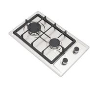 JAYEUW Plaque de cuisson à gaz à 2 feux, 3 kW + 1,75 kW, portable, en acier inoxydable, avec valve de réducteur de pression, NG/LPG, pour camping en plein air, fête, 51 x 31 x 10 cm, argentée