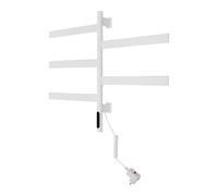 JAYEUW Sèche-serviettes électrique rotatif à 180° - Radiateur intelligent à écran tactile LED - Porte-serviettes rotatif - Sèche-serviettes mural pour salle de bain - Blanc