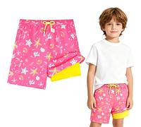 JAYIDAMAI Maillot de Bain Enfant Garcon avec Doublure de Compression, 2 in 1 Short de Bain Enfant Garcon Séchage Rapide avec Poches Élastique pour Plage Piscine Surf