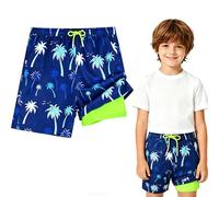JAYIDAMAI Maillot de Bain Enfant Garcon avec Doublure de Compression, 2 in 1 Short de Bain Enfant Garcon Séchage Rapide avec Poches Élastique pour Plage Piscine Surf
