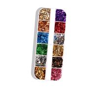 JAYIOLA Flocons de Feuille D'ongle de Couleur Mélangée 12 Grilles Feuille de Décoration D'art D'ongle Paillettes de Puce D'ongle pour L'art D'ongle, Style un