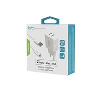 Jaym 2 USB Chargeur Secteur avec 2m Lightning MFI Cble, Blanc