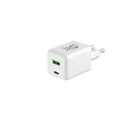 JAYM - Adaptateur secteur - compact, rapide, GaN, certifié GRS - 30 Watt - 3 A - PD/PPS, QC - 2 connecteurs de sortie (24 pin USB-C, USB type A) -