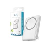 JAYM Batterie de Secours 10 000 Mah avec Fonction Stand - Magsafe Induction 15w Out + USB-c in/Out + Anneau Magsafe - Blanc