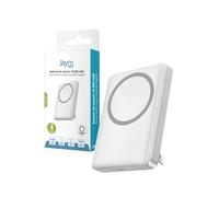 JAYM Batterie de Secours 10 000 Mah avec Fonction Stand - Magsafe Induction 15w Out + USB-c in/Out + Anneau Magsafe - Blanc
