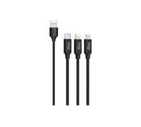 JAYM - Câble Lightning - USB mâle pour Lightning, Micro-USB Type B, USB-C mâle - 1.5 m - finition en nylon double tresse