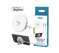 JAYM - Chargeur Induction Rapide Qi2 25W Certifié, Pad Magnétique compatible MagSafe Support Stand Intégré - Chargeur sans Fil Intelligent pour iPhone 16/15/14/13/12, Galaxy S26/S25/S24, Pixel - Blanc