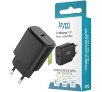 Jaym Chargeur Rapide POP 20W pour iPhone/Macbook/iPad Pro/Samsung/Google/Android - Chargeur USB-C - Noir