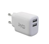 JAYM Chargeur Secteur 12W 2 Ports USB 2,4A Blanc Prise EU