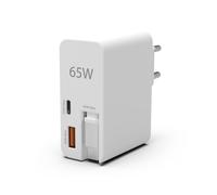 JAYM - Chargeur Secteur 65W Câble Rétractable USB-C PD PPS USB-A Blanc