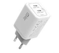 Jaym Chargeur Secteur Double USB-C Rapide 65W PD / PPS Ultra-Compact GaN Blanc