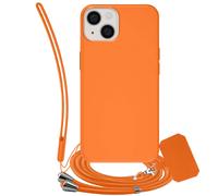 JAYM - Coque Silicone Orange pour Apple iPhone 14 - Tour de Cou et Tour de Poignet inclus - intérieur 100% microfibre