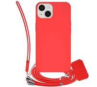 JAYM - Coque Silicone Rouge pour Apple iPhone 14 - Tour de Cou et Tour de Poignet inclus - intérieur 100% microfibre