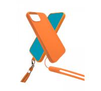 JAYM - Coque Silicone Orange pour Apple iPhone 14 - Tour de Cou et Tour de Poignet inclus - intérieur 100% microfibre