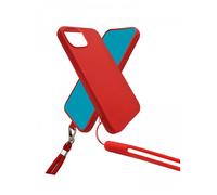 JAYM - Coque Silicone Rouge pour Apple iPhone 15 Plus - Tour de Cou et Tour de Poignet inclus - intérieur 100% microfibre