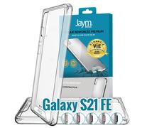 JAYM - Coque Ultra Renforcée Premium pour Samsung Galaxy S21 FE - Certifiée 3 Mètres de chute - Garantie à Vie - Transparente - 5 Jeux de Boutons de Couleurs Offerts