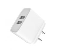 Jaym, double chargeur secteur USB-A 12 W 2,4A prise US, blanc