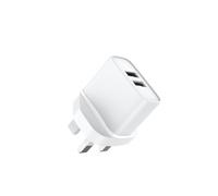 Jaym, double chargeur USB-A 12 W 2,4 A avec prises UK et Dubaï, blanc