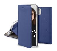 JAYM - Etui Folio Bleu pour Apple iPhone 14 Pro Max - Fermeture Magnetique - Fonction cinéma Stand - Rangement cartes inclus
