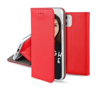 JAYM - Etui Folio rouge pour Apple iPhone 15 Pro -Fermeture Magnetique - Fonction cinéma Stand - Rangement cartes inclus
