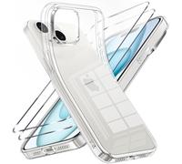 JAYM Lot 2 Verres Trempés + 1 Coque Souple pour iPhone 15 - Transparente | Lot complet : 2 verres trempés de protection + 1 coque souple transparente et résistante - Écran et dos protégés - iPhone 15