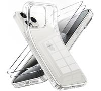 JAYM Lot de 2 Verres Trempés + 1 Coque Souple Transparente pour Apple iPhone 15 Pro