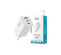 Jaym - pack chargeur secteur gan 100w max pd-pps - 2 usb-c 100w / 1 usb-a 30w + câble 2m usb-c vers usb-c (100w) - blanc