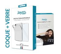 JAYM - Pack Intégral Coque + Verre pour XIAOMI REDMI A3 4G - Coque Souple Transparente et Résistante + Verre de protection renforcé - Plat 2.5D