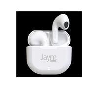 Jaym Écouteurs True Wireless TS-123B – Compacts, Bluetooth 5.0, micro, commandes tactiles – Blancs