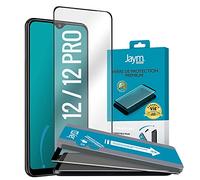 JAYM - Verre de Protection Premium pour Apple iPhone 12 - Apple iPhone 12 Pro - Incurvé 3D avec Contour Noir - Garanti à Vie - Renforcé 9H Ultra Résistant - Applicateur sur Mesure Inclus