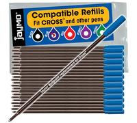 Jaymo - 24 - Recharges de stylo à bille compatibles Bleu Cross®. Écriture allemande lisse et pointe moyenne de 1 mm. # 8511