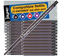Jaymo - 24 - Recharges de stylo à bille compatibles Waterman®, noir - Encre allemande de couleur lisse avec pointe moyenne de 7 mm - Comparaison avec Waterman® # S0791030