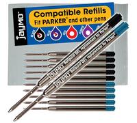 Jaymo - 6 recharges de stylo compatibles Parker® avec gel noir et 6 bleu = 12. Écriture lisse allemande .7mm pointe moyenne et encre. # 30525PP et # 30526PP.
