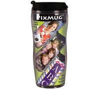 Jaymo PixMug - Tasse de voyage photo de 414 ml avec couvercle rabattable - Le mug est un cadre photo - DIY - Insérez vos propres photos ou créez et imprimez des inserts en ligne - 1 pièce, noir