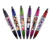 Jaymo PixStylus Lot de 6 stylos et stylets personnalisés 2 en 1 - DIY - Insérez simplement une photo ou créez votre propre insert personnalisé en ligne - Multicolore