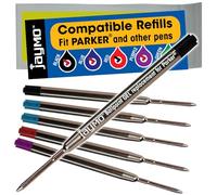 Jaymo Recharge de stylo à bille à encre gel G2 de rechange pour Parker 30525PP/30526PP et Bastion - Mesure 98 mm de long - 2 noires + 2 bleues + rouges + violettes