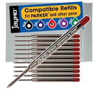Jaymo Recharge pour stylo à bille Parker 1950370 et Bastion - 98 mm de long - Recharge pour stylo à bille G2 - 12 rouges