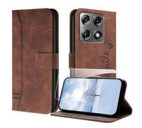 JayModCase Coque pour Motorola Moto X70 Air Pro/Signature 5G avec Protection écran, Étuis Rabat Folio Housse Cuir Portefeuille [Emplacements Cartes] Magnétique Support pour Moto Signature 5G - Brun