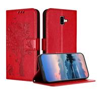 JayModCase Coque pour Samsung Galaxy J6 Plus 2018/J6 Prime, Coque Portefeuille Housse Cuir avec Porte Cartes et béquille Fermeture magnétique Étui pour Samsung J6 Plus 2018 - Rouge