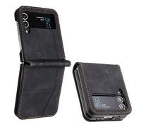 JayModCase Coque pour Samsung Galaxy Z Flip 4, Étuis Rabat Folio Housse Cuir Portefeuille [Emplacements Cartes] Magnétique Support pour Galaxy Z Flip 4 - Noir