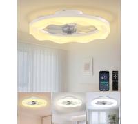 JAYNLT Ventilateur de Plafond LED Moderne avec Télécommande APP, Dimmable et Silencieux, 6 Vitesses & Vent Réversible pour une Ambiance Élégante Chambre à Coucher - Blanc 50CM