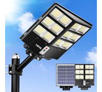 JAYNLT Y-2000W Lampadaire Solaire Exterieur, 6500K Spot Solaire Exterieur avec Télécommande, IP67 Étanche Projecteur Exterieur Puissant avec Detecteur de Mouvement pour Rue, Garage, Parking