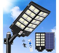JAYNLT Y-5200W Lampadaire Solaire Exterieur, 320000LM 6500K Lampe Solaire Puissante avec Télécommande, IP67 Étanche Projecteur Solaire avec Detecteur de Mouvement pour Rue, Allées, Garage, Parking