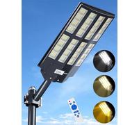 JAYNLT Y-6500W Lampadaire Solaire Exterieur, 6500K Projecteur Exterieur Puissant avec Télécommande, IP67 Étanche Spot Solaire Exterieur avec Detecteur de Mouvement pour Rue, Garage, Parking