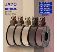 JAYO bois PLA Filament 1.75mm 5 rouleaux véritable Fiber de bois 3D Filament pour imprimantes 3D FDM 15% Fibers de bois matériaux d'impression 3D Wood Mix-3 5Rolls