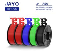 JAYO Filament 3D ASA 1.75mm 5 rouleaux Filament d'imprimante 3D ASA résistant à la chaleur et aux intempéries parfait pour l'impression de pièces fonctionnelles extérieures ASA Mix-3 5Rolls